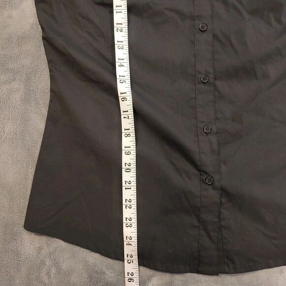 NWT Boston Proper Black Poplin Blouse Women's Sz 10 Silver Studded Collar Career - Picture 6 of 11